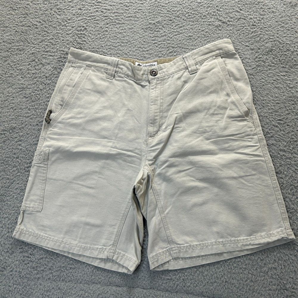 Columbia Shorts Mens 34 Cream Utility Side Pocket Outdoor Hiking‎